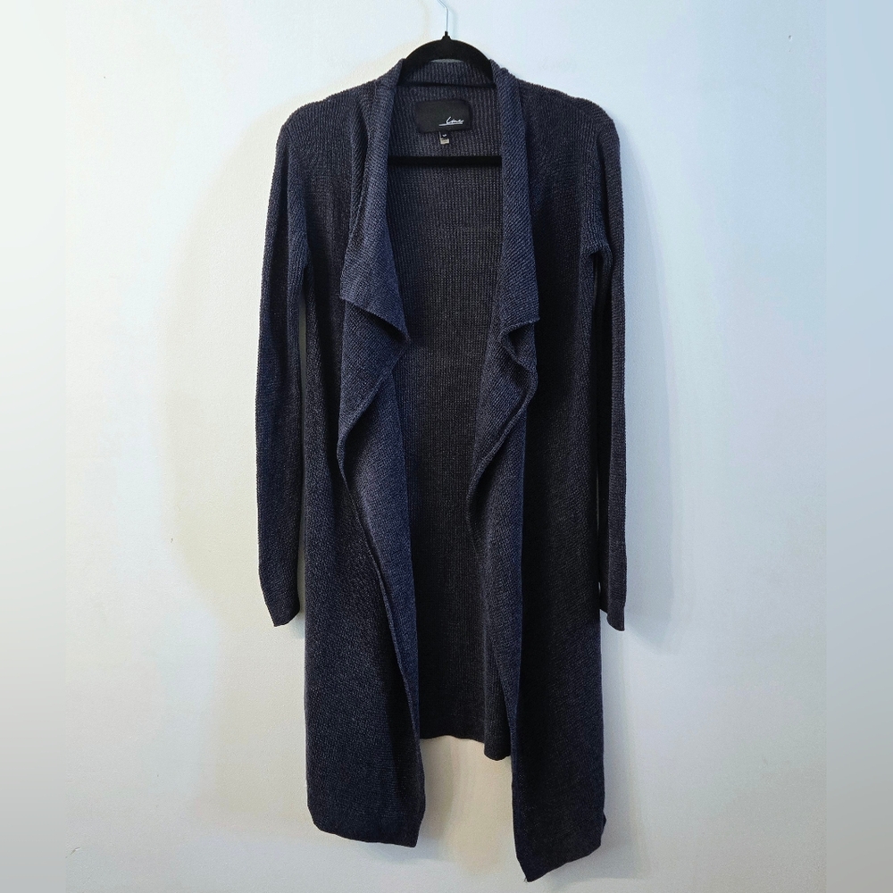LINE Long Linen Waterfall Cardigan